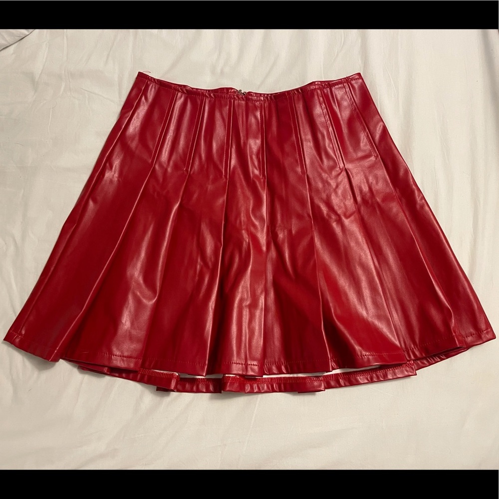 JW Signature Red Leather Skirt